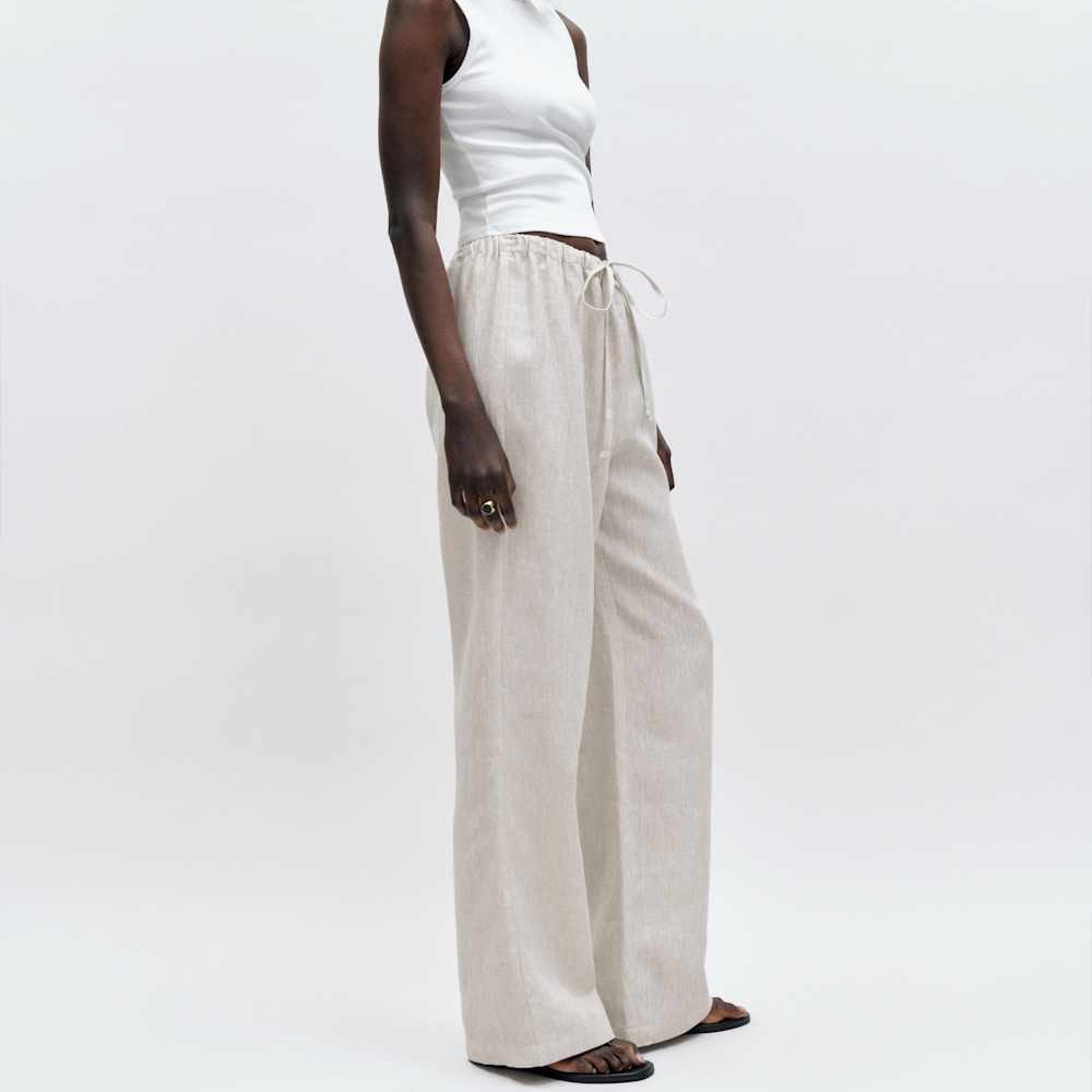 Reformation Olina Linen Pant in Oatmeal